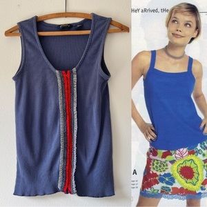 Vintage 90’s ribbed ruffle ribbon tank top‎ S